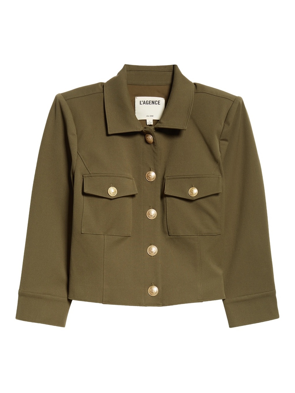 L'AGENCE Kumi Fitted Crop Jacket in Ivy Green Color Size 8 Style#1769NGX